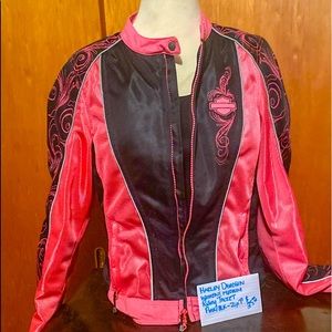 WOMENS BLK/PINK HARLEY DAVIDSON RIDING GEAR SIZE MED
